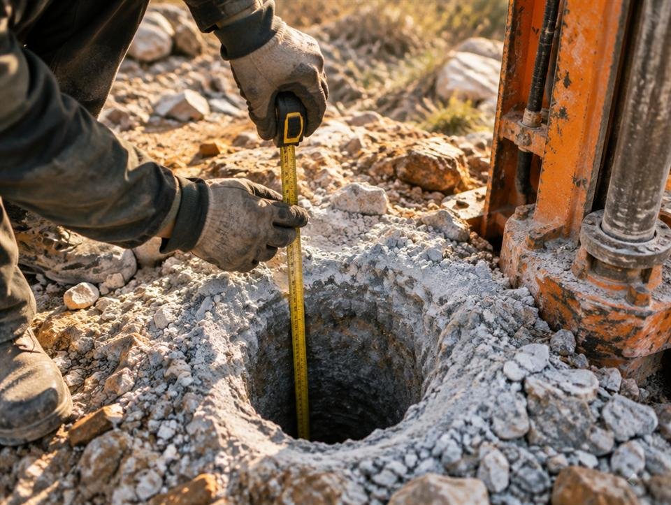 Delik derinliği her noktada ölçülür